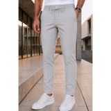 Ser Joven Erkek Açık Gri Rahat Kesim Beli Lastikli Bağcıklı Yan Cepli Jogger Kumaş Pantolon