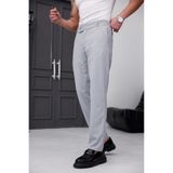 Ser Joven Erkek Açık Gri Slim Fit Likralı Yan Cep Bilek Boy Düz Kumaş Pantolon