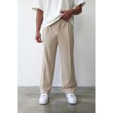 Ser Joven Erkek Bej Baggy Fit Rahat Kesim Pileli Kumaş Pantolon - 2XL