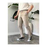 Ser Joven Erkek Bej Rahat Kesim Beli Lastikli Bağcıklı Yan Cepli Jogger Kumaş Pantolon