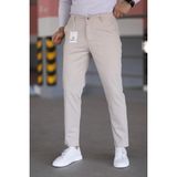 Ser Joven Erkek Bej Slim Fit Likralı Armür Desenli Casual Pantolon - 31