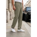 Ser Joven Erkek Haki Baggy Fit Rahat Kesim Pileli Kumaş Pantolon
