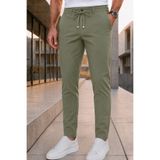 Ser Joven Erkek Haki Rahat Kesim Beli Lastikli Bağcıklı Yan Cepli Jogger Kumaş Pantolon