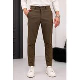 Ser Joven Erkek Kahverengi Slim Fit Likralı Armür Desenli Casual Pantolon - 31