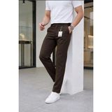 Ser Joven Erkek Kahverengi Slim Fit Likralı Yan Cep Bilek Boy Düz Kumaş Pantolon - 32