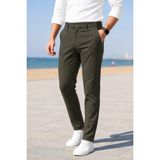 Ser Joven Erkek Koyu Yeşil Slim Fit Likralı Yan Cep Bilek Boy Düz Kumaş Pantolon - 38