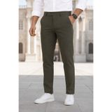 Ser Joven Erkek Koyu Yeşil Slim Fit Likralı Yan Cep Bilek Boy Düz Kumaş Pantolon