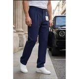 Ser Joven Erkek Lacivert Baggy Fit Rahat Kesim Pileli Kumaş Pantolon - 2XL
