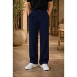 Ser Joven Erkek Lacivert Baggy Fit Rahat Kesim Pileli Kumaş Pantolon - XL