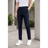 Ser Joven Erkek Lacivert Slim Fit Çizgili Likralı Yan Cep Bilek Boy Kumaş Pantolon