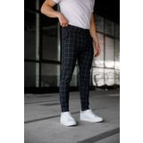Ser Joven Erkek Lacivert Slim Fit Ekoseli Kumaş Pantolon