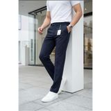Ser Joven Erkek Lacivert Slim Fit Likralı Yan Cep Bilek Boy Düz Kumaş Pantolon