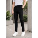 Ser Joven Erkek Siyah Slim Fit Çizgili Likralı Yan Cep Bilek Boy Kumaş Pantolon