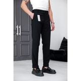Ser Joven Erkek Siyah Slim Fit Likralı Yan Cep Bilek Boy Düz Kumaş Pantolon