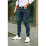 Ser Joven Erkek Yeşil Slim Fit Lazerli Likralı Jean Pantolon