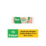 Sera Çöp Torbası Büzgülü Vanilya Kokulu Büyük Boy 10 Lu 65 x 70 cm x 15 Paket