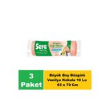 Sera Çöp Torbası Büzgülü Vanilya Kokulu Büyük Boy 10 Lu 65 x 70 cm x 3 Paket