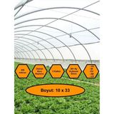 Sera Naylonu, 36 Aylık, 5 Katkılı, 350 Micron 10X33 Şeffaf Sera Örtüsü, Uv Dayanımlı, Ir, Ev, Ab, Ld