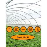 Sera Naylonu, 36 Aylık, 5 Katkılı, 350 Micron 10X46 Şeffaf Sera Örtüsü, Uv Dayanımlı, Ir, Ev, Ab, Ld