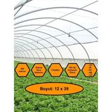 Sera Naylonu, 36 Aylık, 5 Katkılı, 350 Micron 12X39 Şeffaf Sera Örtüsü, Uv Dayanımlı, Ir, Ev, Ab, Ld