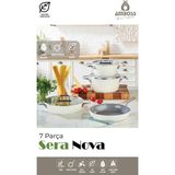 Sera Nova 7 Parça Seramik Tencere Tava Seti Beyaz