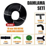 Sera Trend 100 Metre Damla Sulama Sistemi Damlama Borusu ve Ek Parçaları Bahçe Ağaç Fidan Sebze Sulama Ekipmanları Damlama Hortumu - 16mm