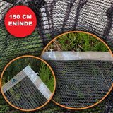 Sera Trend 150 cm Eninde Siyah Kuş Filesi Balkon Perdesi Hazır Kopçalı ve Korniş Düğmeli Kedi Koruma Ağı Dolu Filesi Misina File Kuş Önleme Filesi (Uzunluk Seç) - 1,5m x 6m
