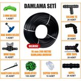 Sera Trend 200 Metre Damla Sulama Sistemi Seti Damlama Hortumu ve Ek Parçaları Bahçe Ağaç Fidan Sebze Sulama Ekipmanları Damlama Borusu - 16mm