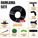 Sera Trend Damla Sulama Seti 50 Metre Damlama Hortumu ve Ek Parçaları Bahçe Ağaç Fidan Sebze Sulama Ekipmanları Damlama Borusu Sistemi - 16mm