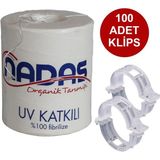 Sera Trend Organik Tarım Ipi ve Şeffaf Bitki Klipsi Topraksız Tarım Ipi 100 Adet Her Bitkiyle Uyumlu Bitki Klipsi Fide Fidan Bağlama Ipi