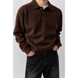 SERABLANKA Erkek Polo Yaka Oversize Triko Kazak – Rahat Kalıp