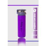 Seraclass 550ml Kilitli Kapak Mor Renkli Cam Matara Suluk & Be Happy Tasarım