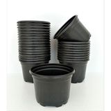 Serada Decor Plant Katı Plastik Çiçek Saksısı 5 Adet (14'lük) Üretim Saksısı Siyah