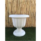 Serada Decor Plant Nergis Saksı Krem 35X43 cm 9,8 Lt Beyaz Ayaklı Plastik Saksı Bahçe Saksısı
