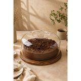 Seral Pastel Ahşap Tabanlı Akrilik Kapaklı Kek ve Pasta Fanusu