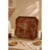 Seral Royal Glow 35X32 cm Premium Kare Cam, Sunum, Kahvaltılık, Çay Tepsisi - Bordo
