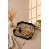 Seral Royal Glow 35X32 cm Premium Kare Cam, Sunum, Kahvaltılık, Çay Tepsisi - Gri
