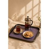 Seral Royal Glow 35X32 cm Premium Kare Cam, Sunum, Kahvaltılık, Çay Tepsisi - Mor