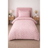 Seralay Home Pembe Zigzag Lastikli Çarşaflı Tek Kişilik Nevresim Takımı
