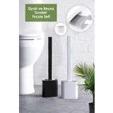 Seram Collection 2li Set Beyaz ve Siyah Renk Silikon Tuvalet Fırçası Set Bükülebilir Pratik Silikon Wc Klozet Fırçası