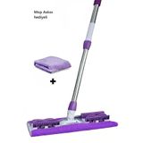 Seram Collection Kıskaçlı Cam Silme Mopu (Hediye Mop Askılı) Mikrofiber Yedek Bezli Yer Duvar Fayans Silme Mopu