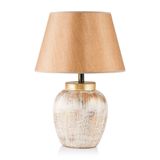 Seramik Abajur Krem Gold 45 cm | Modern Dekoratif Masa Lambası | E27 Uyumlu | El Yapımı Şık Tasarım | Salon Yatak Odası Aydınlatma – Pomme SRMK-53