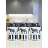 Seramik Baharatlık ve Kahve Seti, 750 Ml, Silindir, Kapaklı, Büyük Boy, Zebra At Tasarımı - Seçenek 1
