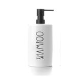 Seramik Banyo Dispenseri, 750 ML, 4'lü Set, Şampuan ve Duş Jeli Pompalı Kapları, Beyaz (Beyaz 1)