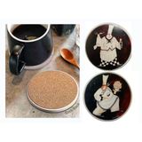 Seramik Bardak Altlığı 2 Li Set Aşçı Desenli 10X10cm