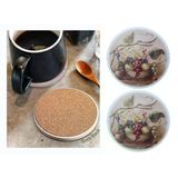 Seramik Bardak Altlığı 2 Li Set Üzüm Desenli 10X10cm