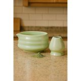 Seramik Chawan Matcha Çayı Köpürtme Kasesi Ve Whisk Matcha Tutucu Mt216 Yeşil