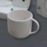 Seramik Kahve Kupası Kalıbı, 8 cm Ağız Çapı, 7 cm Uzunluk, Alçı Döküm Kalıbı, Beyaz