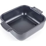Seramik Kare Fırın Kabı - 18 cm (Saplar Dahil) x 11,4 cm x 5,1 cm - Kapasite: 0,66 L - 10 Yıl Garanti - Arduvaz Grisi - Çok Renkli - Standart