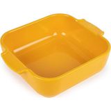 Seramik Kare Fırın Kabı - 21 cm (Saplar Dahil) x 17,5 cm x 6 cm - Kapasite: 1,1 L - 10 Yıl Garanti - Fransa'da Üretilmiştir - Safran Sarısı - Çok Renkli - Standart